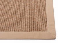 Sisal Outdoor 13 - Sisal vloerkleed voor buiten in beige met crème band