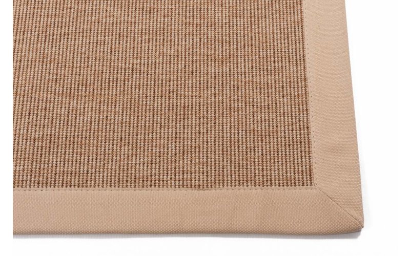 Sisal Outdoor 13 - Sisal vloerkleed voor buiten in beige met crème band