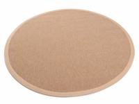 Sisal Outdoor 13 - Rond sisal vloerkleed voor buiten in beige met crème band