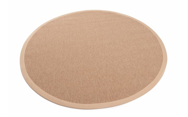 Sisal Outdoor 13 - Rond sisal vloerkleed voor buiten in beige met crème band