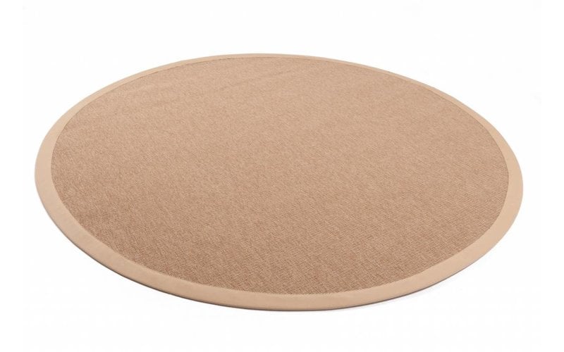 Sisal Outdoor 13 - Rond sisal vloerkleed voor buiten in beige met crème band