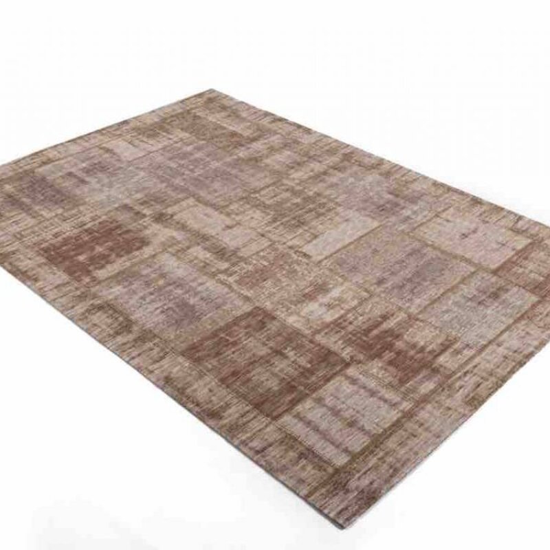 Enzo 12 - Vintage patchwork vloerkleed in Licht bruin
