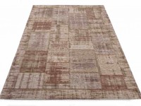 Enzo 12 - Vintage patchwork vloerkleed in Licht bruin