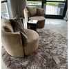 Floorpassion Chester 15 - Rond hoogpolig vloerkleed in beige/bruin