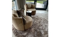 Chester 15 - Rond hoogpolig vloerkleed in beige/bruin