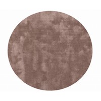 Floorpassion Sandro 15 - Rond velvet vloerkleed in bruin/grijs