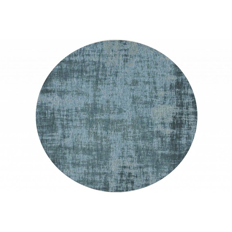 Réal 33 - Rond Vintage vloerkleed in turquoise