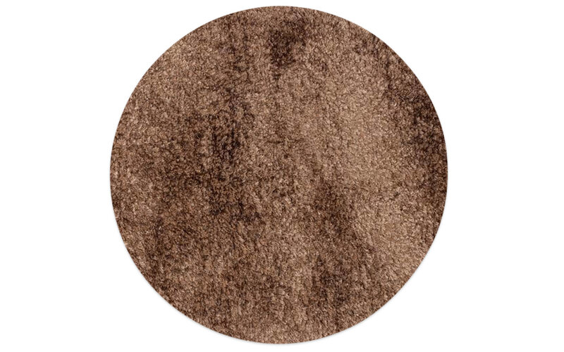 Dime 15- Rond Hoogpolig velours vloerkleed in Karamel