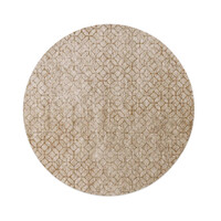 Floorpassion Noma 62 - Rond geometrisch vloerkleed in steengrijze en donker okergele kleurstelling