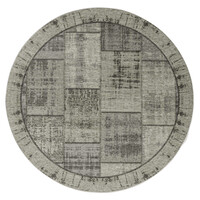 Floorpassion Enzo 23- Rond vintage vloerkleed antraciet grijze kleurstelling