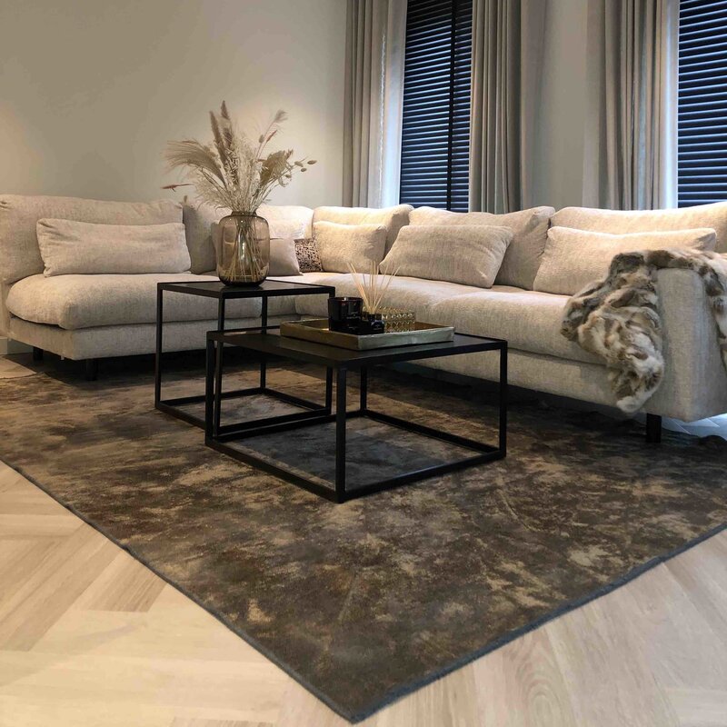 Velours vintage vloerkleed - Royce 18 donkerbruin