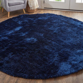 Floorpassion Reef 35 - Rond Velours Vloerkleed Kobalt blauw
