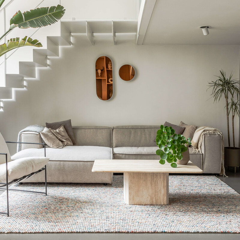 Beach Life 95 - Wollen vloerkleed in Grijs/Multi