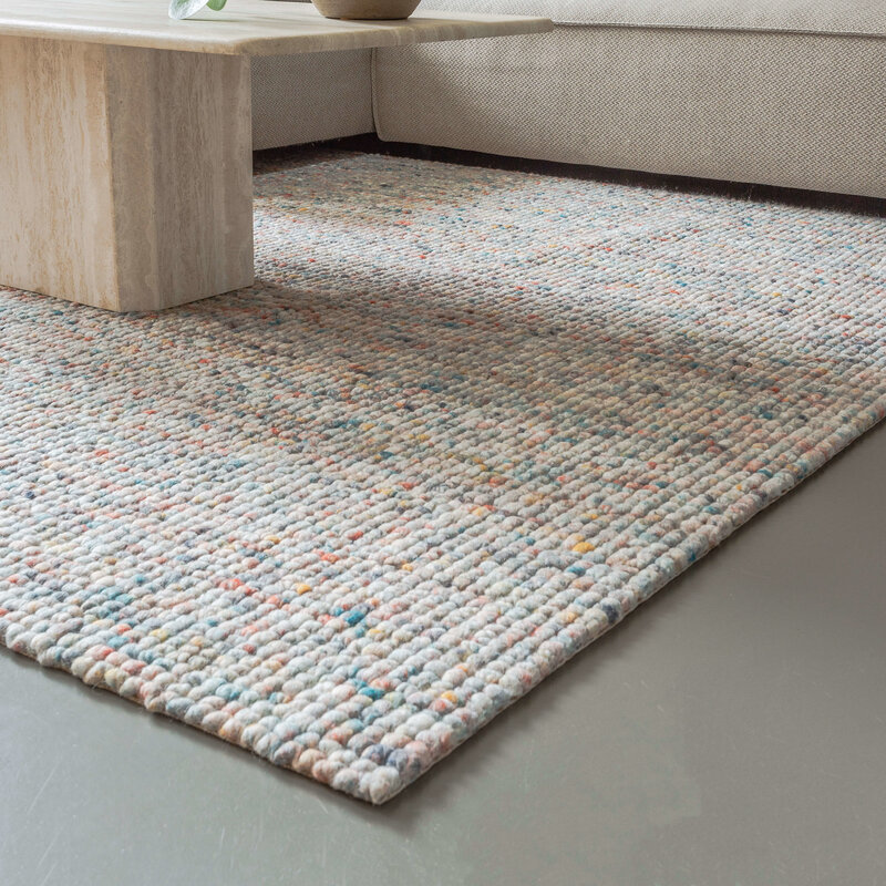 Beach Life 95 - Wollen vloerkleed in Grijs/Multi