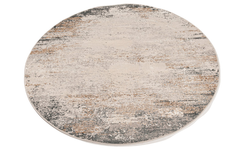 Finesse 69 - Exclusief rond vintage tapijt in beige en bruin mix
