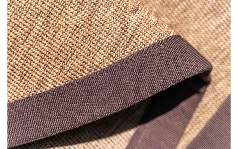 Sisal Outdoor 18 - Rond sisal vloerkleed voor buiten in donkerbruin met bruine band