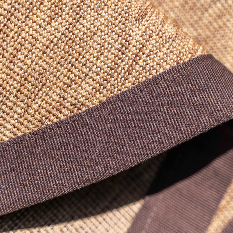 Sisal Outdoor 18 - Rond sisal vloerkleed voor buiten in donkerbruin met bruine band