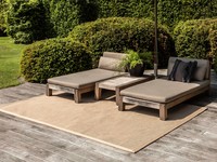 Sisal Outdoor 13 - Sisal vloerkleed voor buiten in beige met crème band