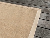 Sisal Outdoor 13 - Sisal vloerkleed voor buiten in beige met crème band