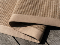 Sisal Outdoor 13 - Sisal vloerkleed voor buiten in beige met crème band