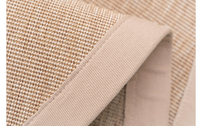 Sisal Outdoor 12 - Rond sisal vloerkleed voor buiten in beige met crème band