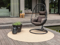 Sisal Outdoor 13 - Rond sisal vloerkleed voor buiten in beige met crème band