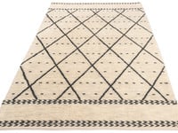 Matan 12 - Luxe Hoogpolig wollen vloerkleed in Beige met symmetrisch patroon