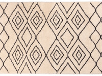 Reva 12 - Luxe Hoogpolig wollen vloerkleed in Beige met symmetrisch patroon