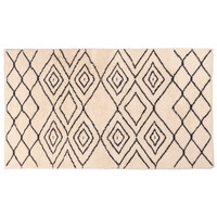 Floorpassion Reva 12 - Luxe Hoogpolig wollen vloerkleed in Beige met symmetrisch patroon