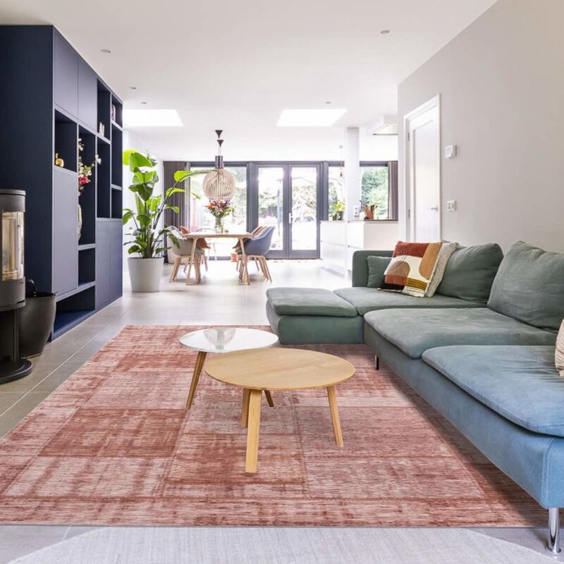 Enzo 44 - Vintage patchwork vloerkleed in Oudroze