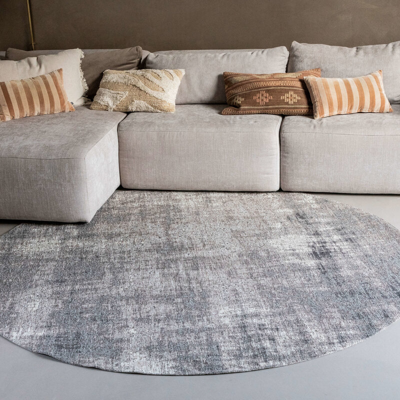 Réal 26 - Rond Vintage Vloerkleed taupe grijs