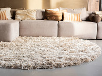 Dime 12- Rond Hoogpolig vloerkleed in Beige/Zand