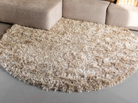 Dime 12- Rond Hoogpolig vloerkleed in Beige/Zand