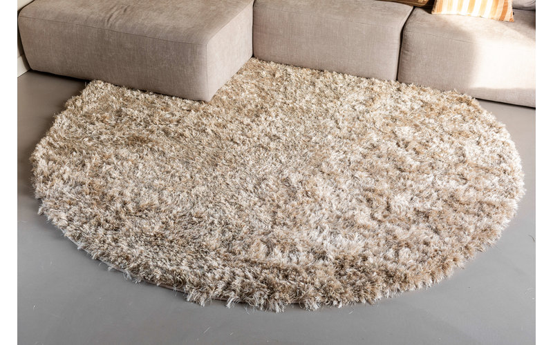 Dime 12- Rond Hoogpolig vloerkleed in Beige/Zand