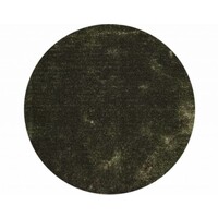 Floorpassion Ross 55 - Rond hoogpolig vloerkleed in Antraciet/Groene kleurensamenstelling