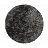 Floorpassion Chester 24- Rond hoogpolig vloerkleed met een mix van zwart garen