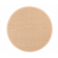 Floorpassion Luisa 13  - Uniek Sisal vloerkleed in Beige met crèmekleurige band in het rond