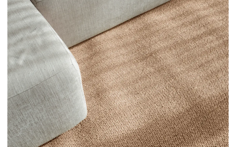 Luisa 22  - Uniek Sisal vloerkleed in Naturel Grijs met taupe band in het rond