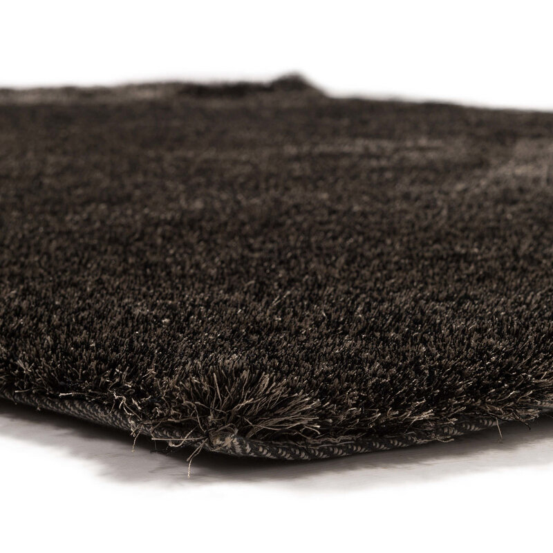 Reef 26 - Hoogpolig Rond vloerkleed in het zwart/grijs