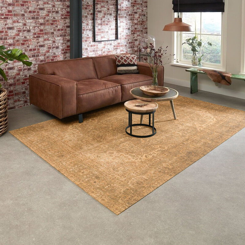 Benson 62 - Uniek vintage vloerkleed in Mosterdgeel