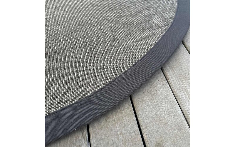 Sisal Outdoor 23 - Rond sisal vloerkleed voor buiten in gemêleerd antraciet/bruin