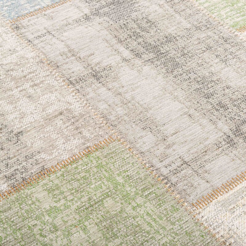 Enzo 92 - Ovaal Vintage patchwork vloerkleed in mix pastel tinten