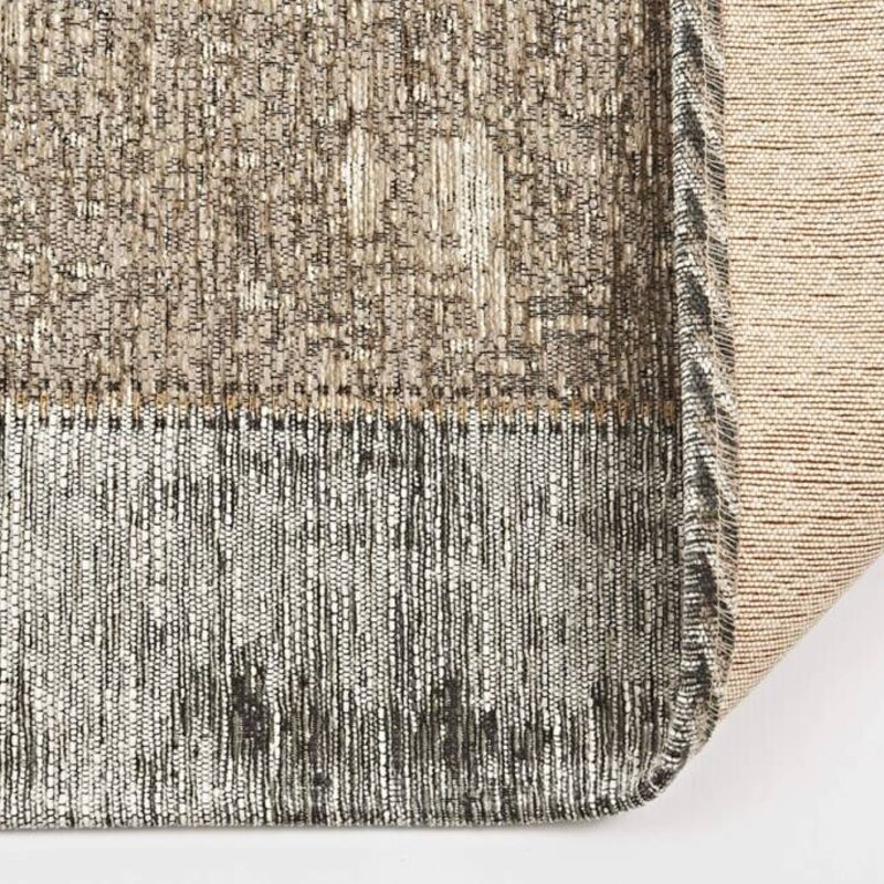 Enzo 16 - Ovaal Vintage patchwork vloerkleed met bruin/grijze garen