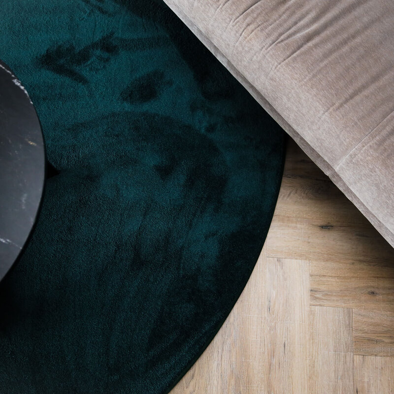 Frisco 33 - Rond effen vloerkleed in petrol