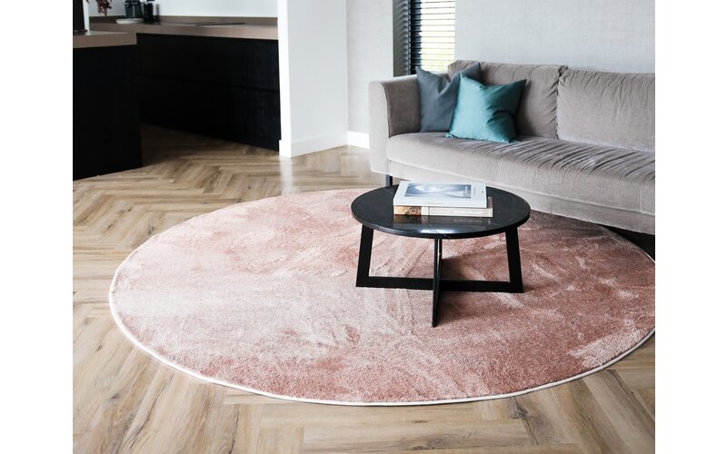 Frisco 41 - Rond effen vloerkleed in soft pink