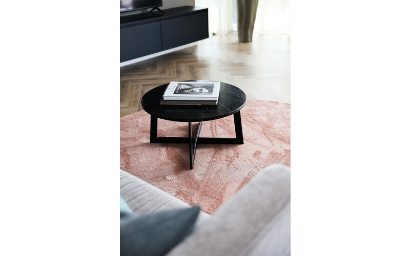 Frisco 41 - Rond effen vloerkleed in soft pink