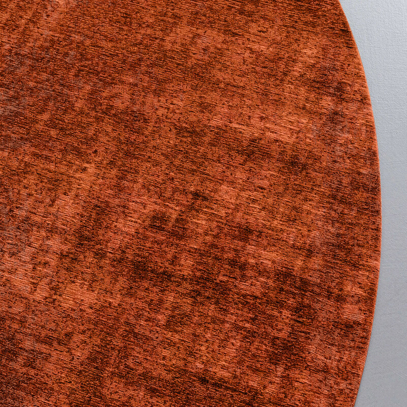 Réal 63 - Rond Vintage vloerkleed in oranje / bruin