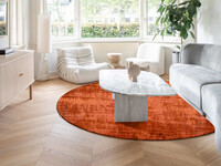 Réal 63 - Rond Vintage vloerkleed in oranje / bruin