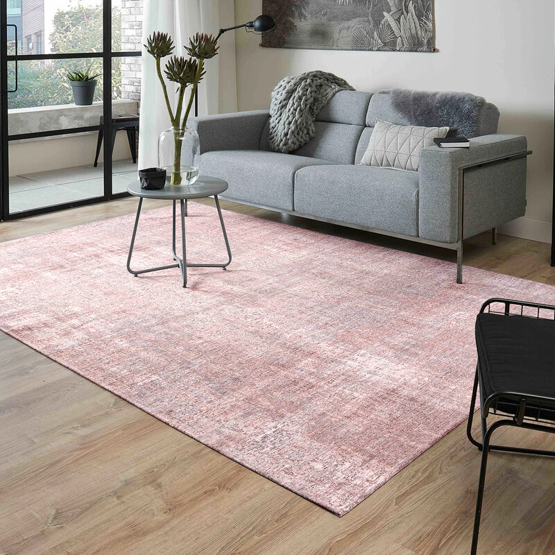 Réal 43- Zeer uniek vintage vloerkleed in Poeder Roze kleurstelling