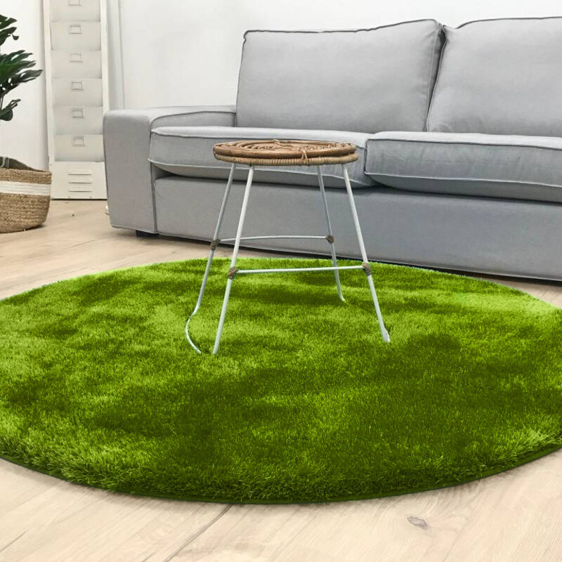 Ross 52 - Rond hoogpolig vloerkleed in groene kleurensamenstelling